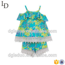 2017 venta al por mayor 2 pedazos del vestido de la ropa del bebé niños del verano de la colmena del vestido ropa linda del cabrito